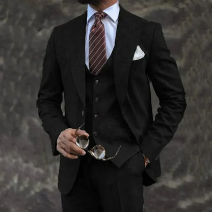 Men's Three-Piece Suit Light Gray Size M Breathable Fabric Wedding Suit-3