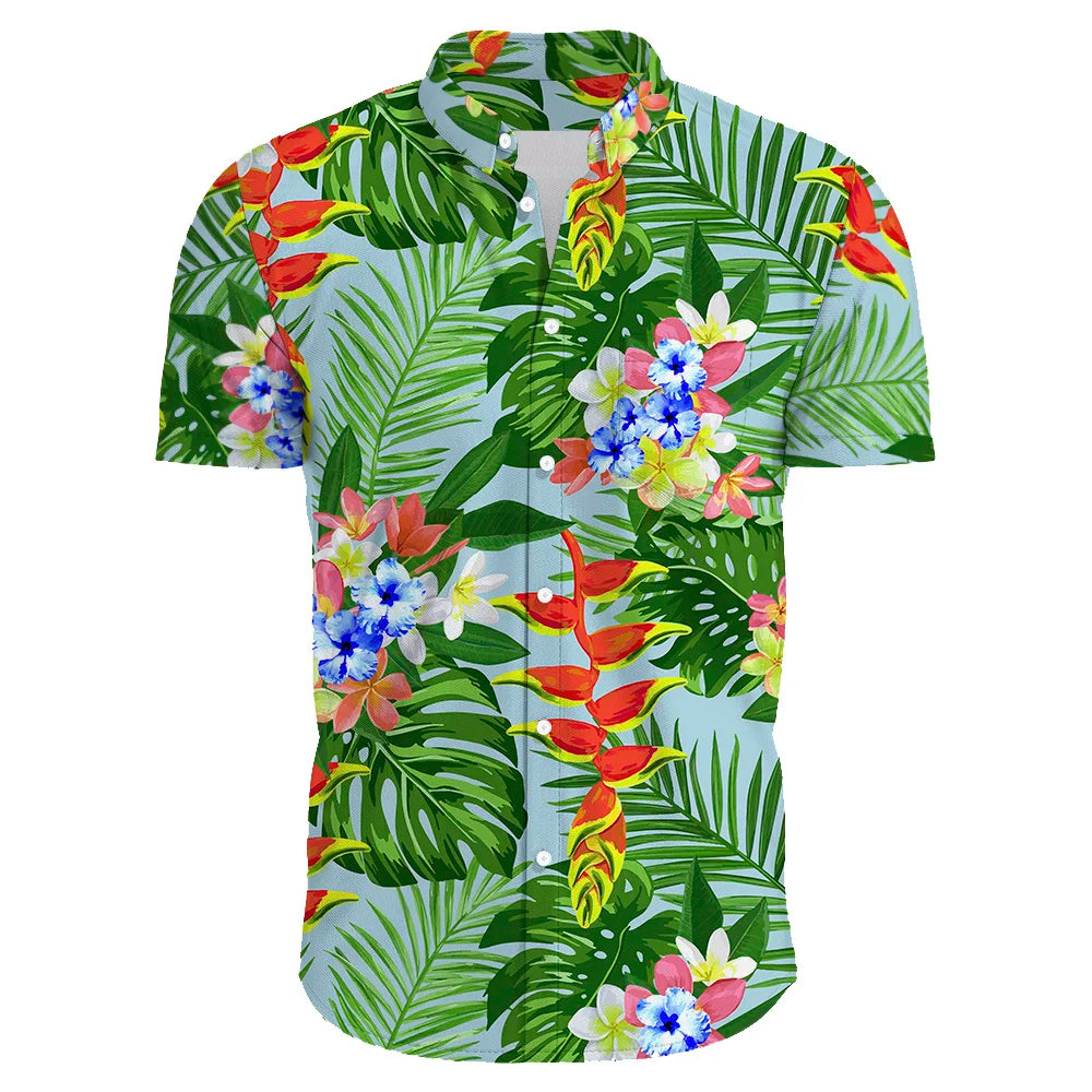 Variant image for Herren Hemd Übergröße Bohemian Blumenmuster Baumwolle Sommer Hemd-49