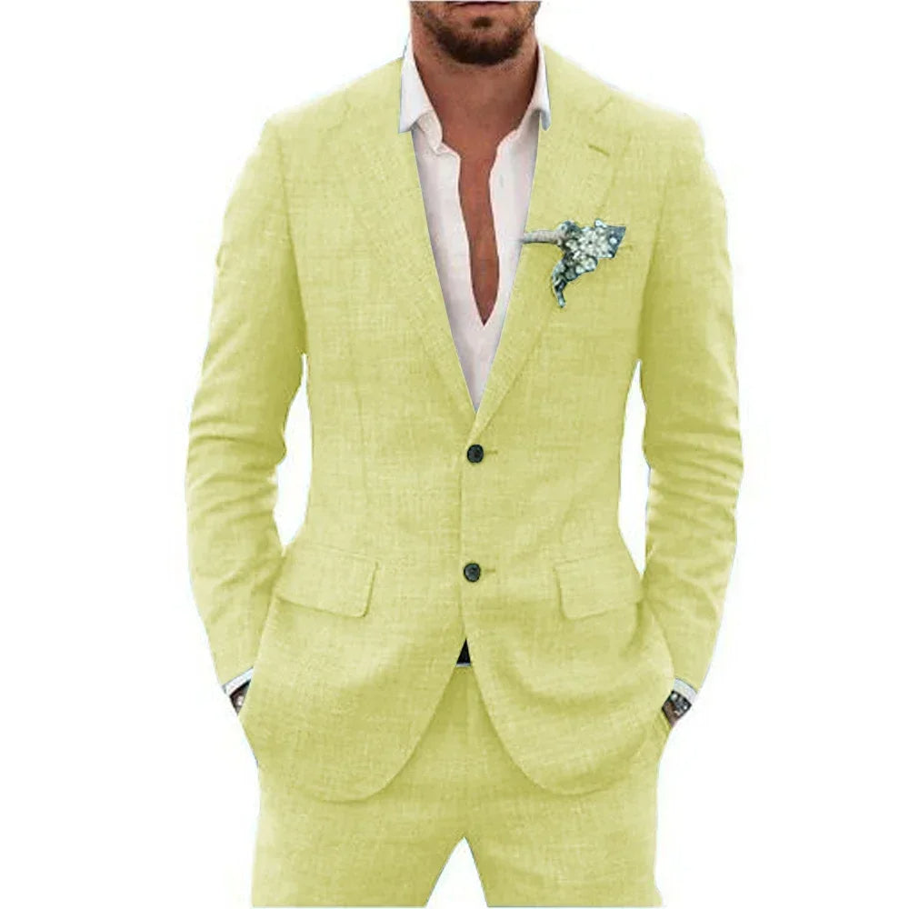 Declan Slim-Fit Men's Linen Suit - Stylish Wedding Suit for Formal Events-5