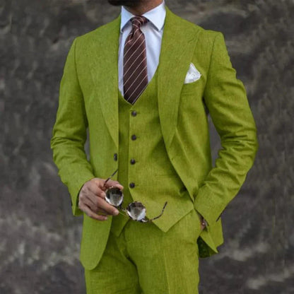 Variant image for Men's Three-Piece Suit Light Gray Size M Breathable Fabric Wedding Suit-1
