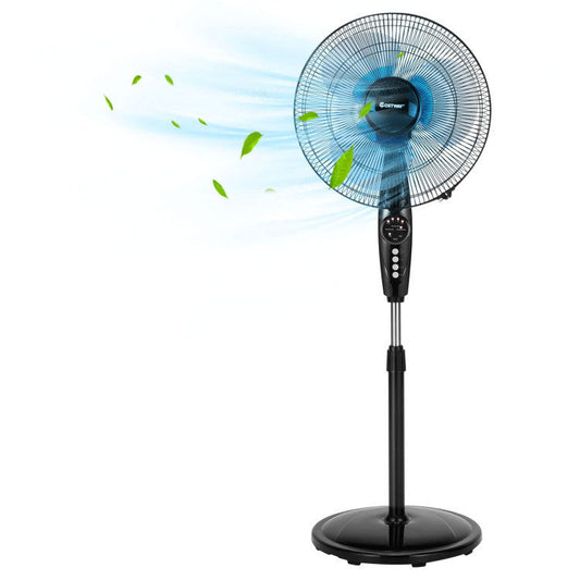 16 Inches Adjustable Height Fan with Quiet Oscillating Stand for Home and Office 0