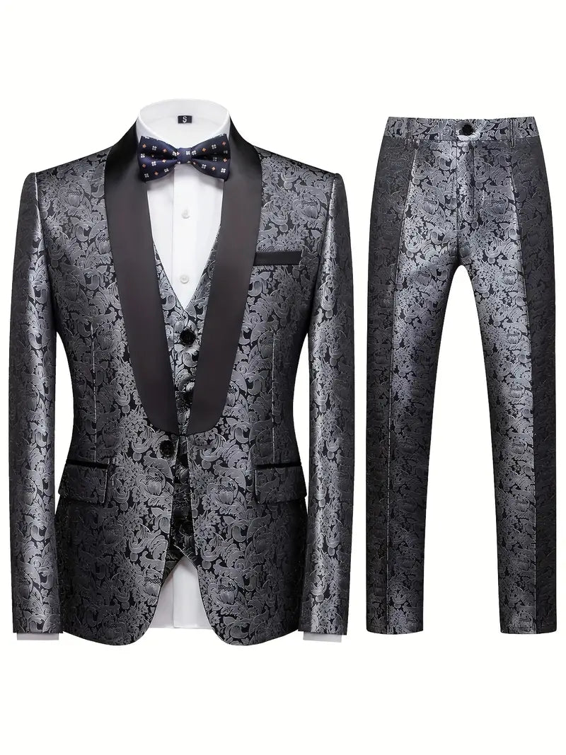 Elegantes 3-Teiliges Herren-Anzug-Set Aus Hochwertiger Wolle Für Sommeranlässe-1