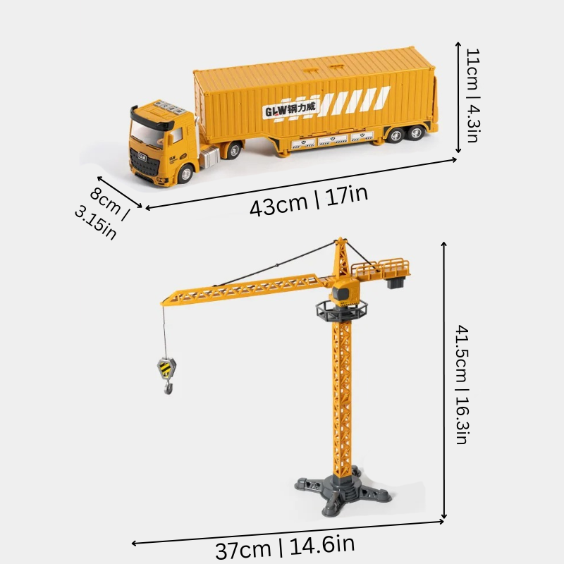 2-in-1 Bautruck Spielzeug mit Licht und Sound – Interaktives Baustellen Set für Kinder 3-5 Jahre 1