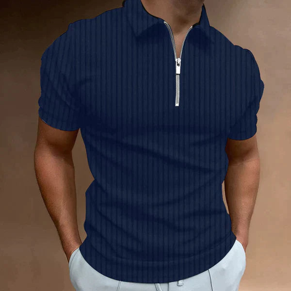 Herren Polo Shirt Schwarz Größe M Baumwolle mit Reißverschluss-4