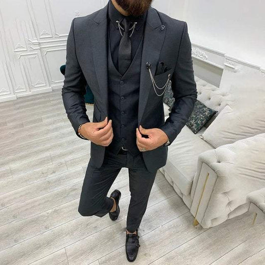 Herrenanzug Slim Fit Baumwoll-Polyester-Mischung Vielseitig Elegant-1