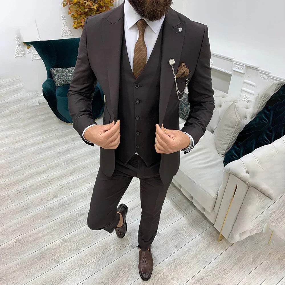 Herrenanzug Slim Fit Baumwoll-Polyester-Mischung Vielseitig Elegant-6