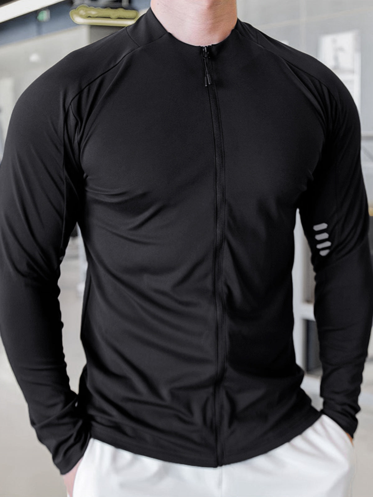 Herren Trainingsjacke Atmungsaktiv Flexibel Polyester Sportjacke-5