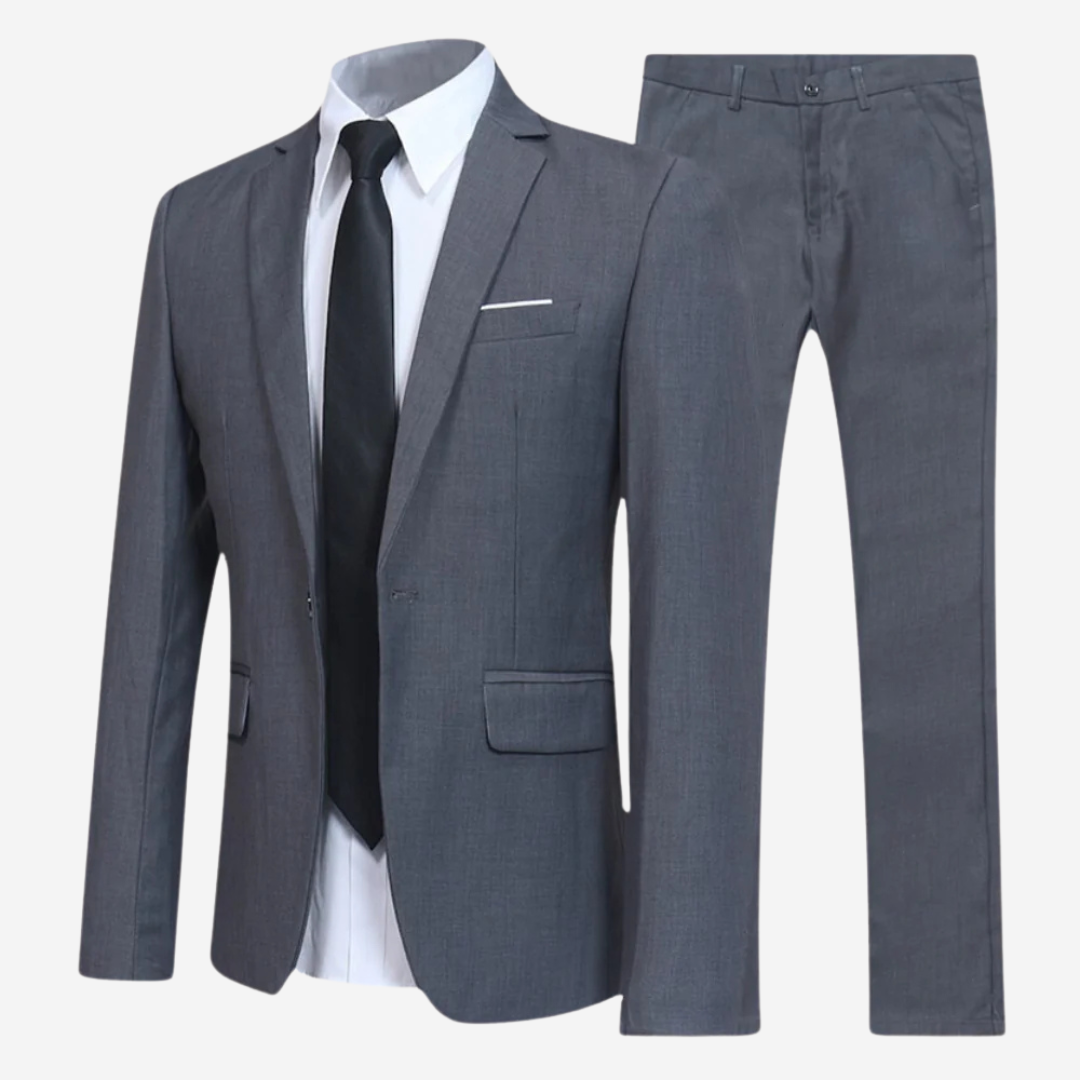 Elegant Slim-Fit Men's Suit - Versatile Black Suit for Weddings & Formal Events-2