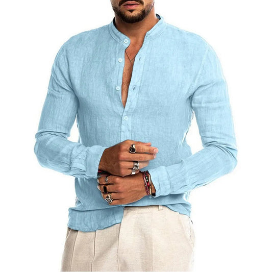 Herrenhemd Bohemian Knopfverschluss Leicht Baumwolle Casual Hemden-1