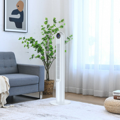 80° Rotierender Turmventilator – 107 cm Hoher Ventilator mit Fernbedienung & LED-Anzeige | Starke Luftzirkulation | Für Zuhause & Arbeitsplatz