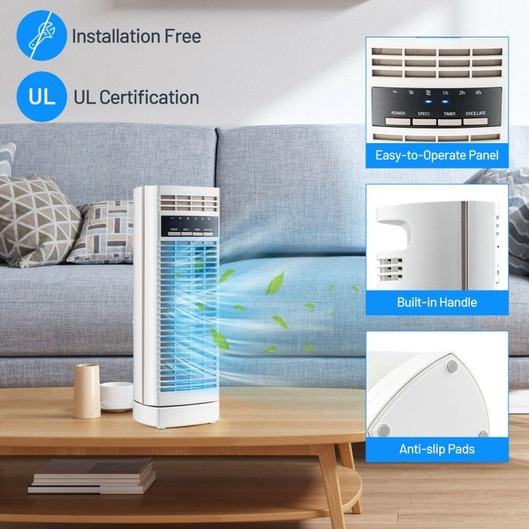 Mini ventilador de torre con oscilación – ventilador de mesa silencioso de 35 cm con temporizador y control de velocidad | refrigeración compacta | para oficina y hogar