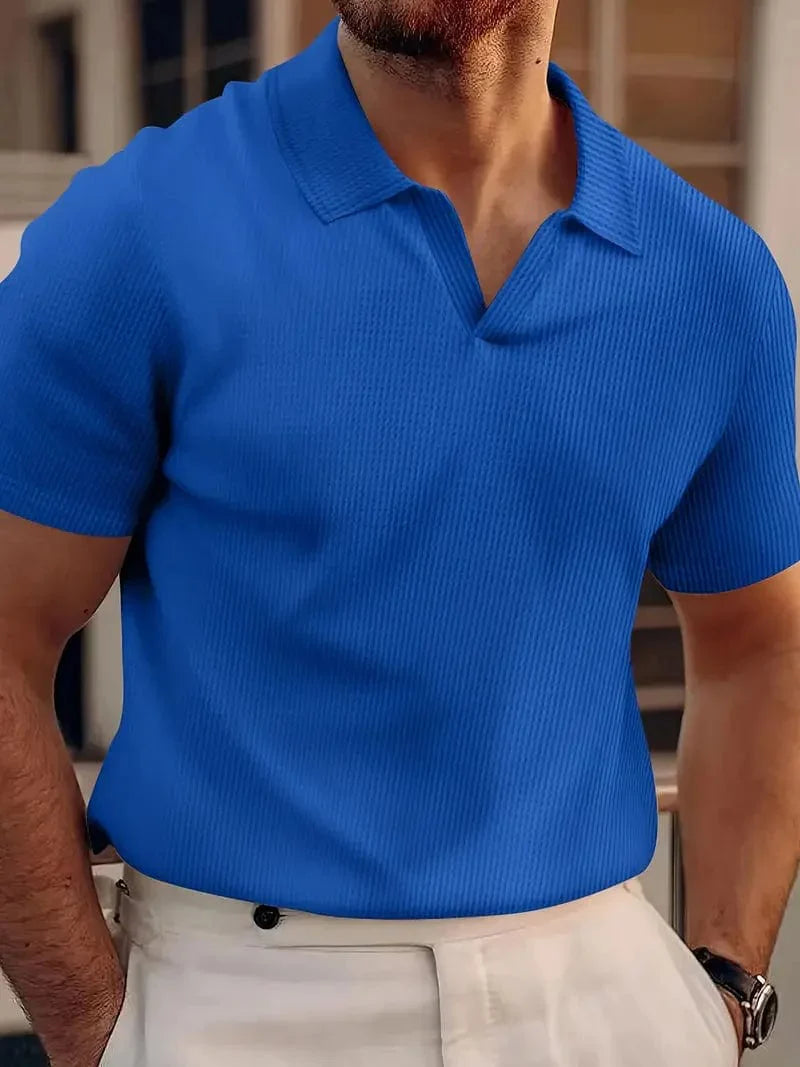 Herren Poloshirt Blau Größe M Baumwolle Langarm-4