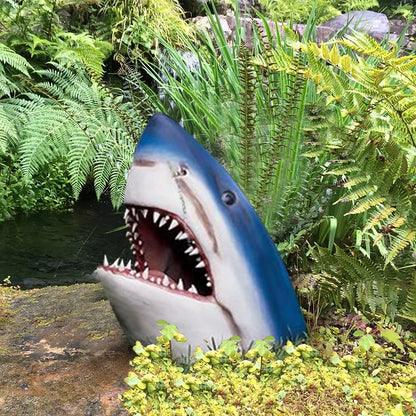 Hai garden sculpture – Weatherproof wall decoration for outdoor use with maritime flair – Blue resin look for unique garden design