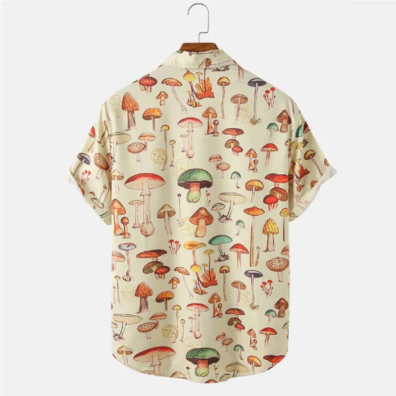 Herren Sommerhemd Kurzarm Cartoon Druck Baumwolle für Freizeitmode-2