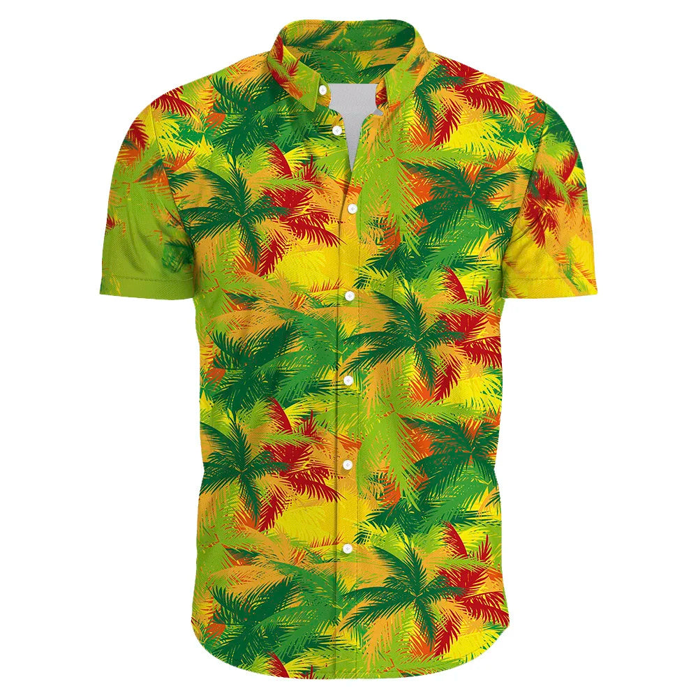 Herren Hemd Übergröße Bohemian Blumenmuster Baumwolle Sommer Hemd-3