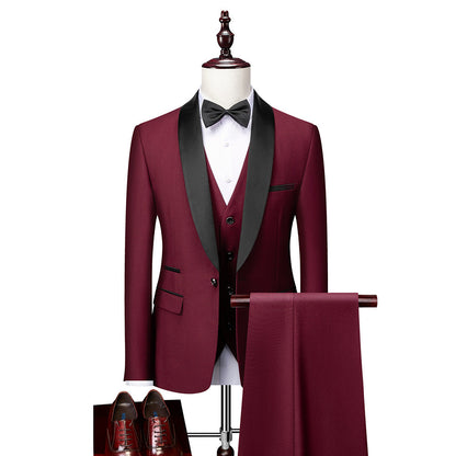 Elegantes 3-teiliges Slim Fit Herrenanzug-Set aus hochwertiger Wolle für Hochzeit & Business-2