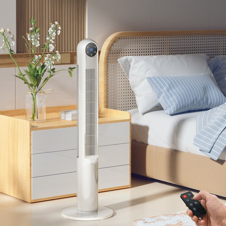 80° Rotierender Turmventilator – 107 cm Hoher Ventilator mit Fernbedienung & LED-Anzeige | Starke Luftzirkulation | Für Zuhause & Arbeitsplatz