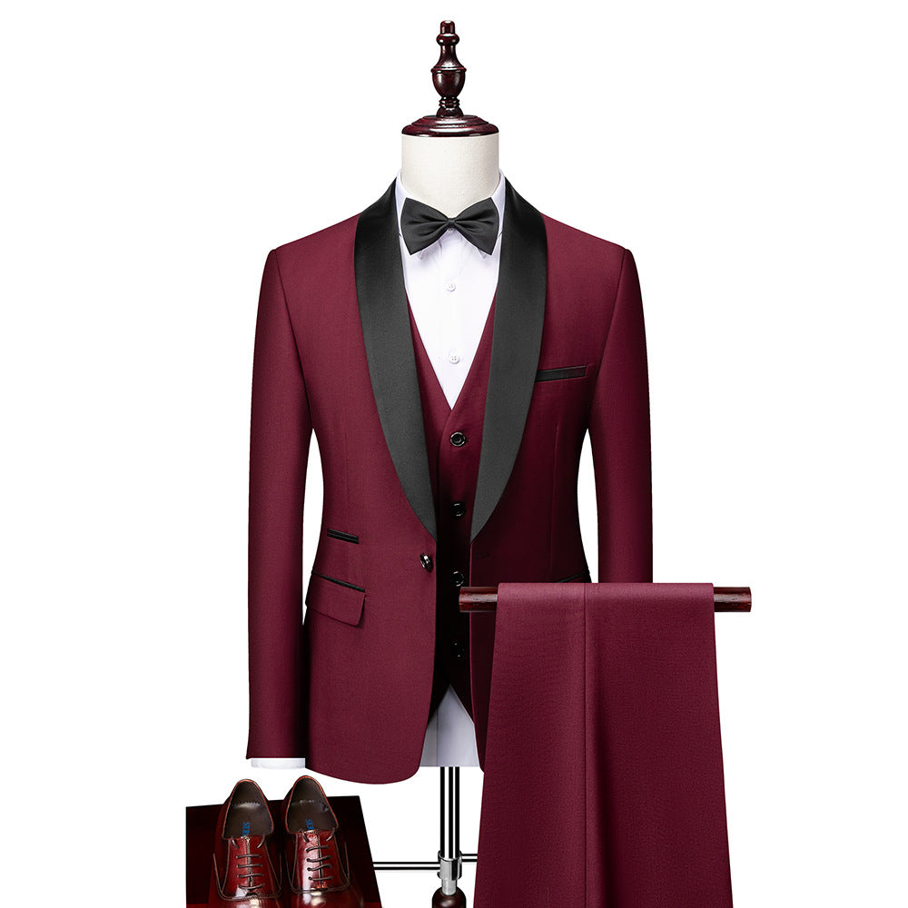 Variant image for Elegantes 3-teiliges Slim Fit Herrenanzug-Set aus hochwertiger Wolle für Hochzeit & Business-8