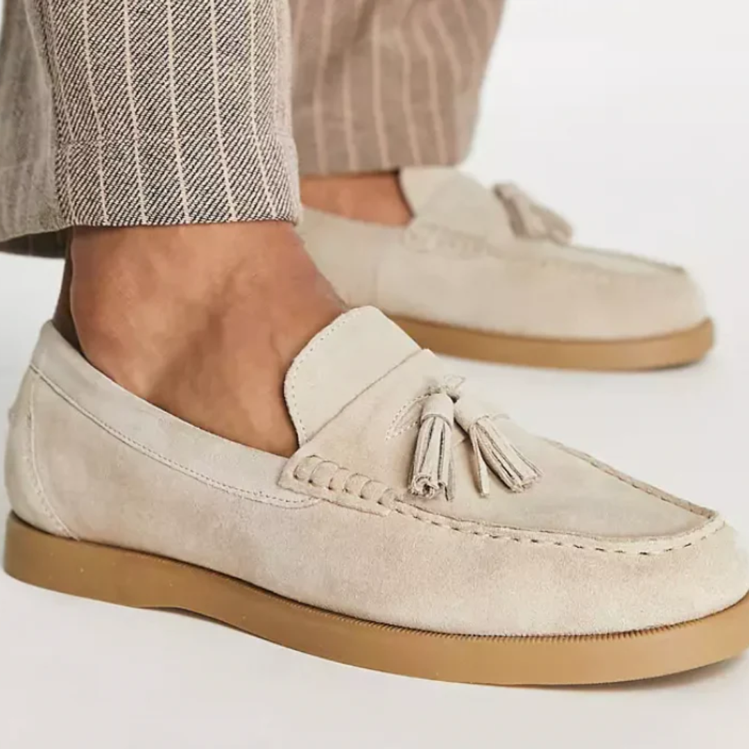Herren Slipper Beige Größe 42 Wildleder - Atmungsaktive Mokassins für Informelle Anlässe-1