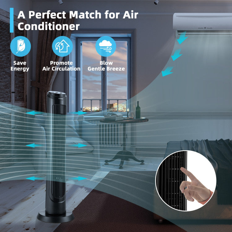 40 Inch Tower Fan with Remote 75˚ Oscillating Fan with 3 Wind Modes and 4 Wind Speeds 7