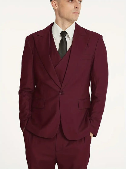 Men's Suit Black 3-Piece Size M Polyester-4