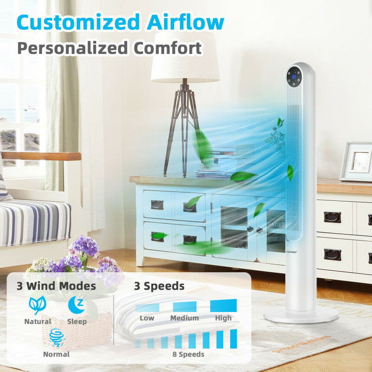 42 Inch 80 Degree Tower Fan with Smart Display Panel and Remote Control 4
