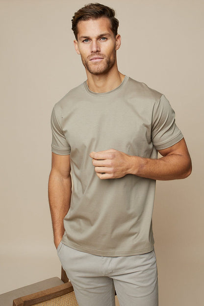 Herren T-Shirt Enganliegend Mercerisiertes Baumwollmaterial Atmungsaktiv Elegant-4