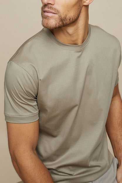 Herren T-Shirt Enganliegend Mercerisiertes Baumwollmaterial Atmungsaktiv Elegant-5