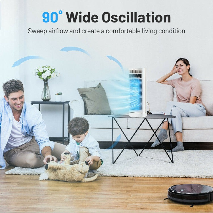 Mini ventilador de torre con oscilación – ventilador de mesa silencioso de 35 cm con temporizador y control de velocidad | refrigeración compacta | para oficina y hogar