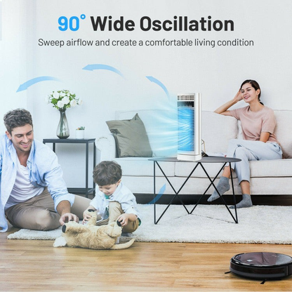 Mini ventilador de torre con oscilación – ventilador de mesa silencioso de 35 cm con temporizador y control de velocidad | refrigeración compacta | para oficina y hogar