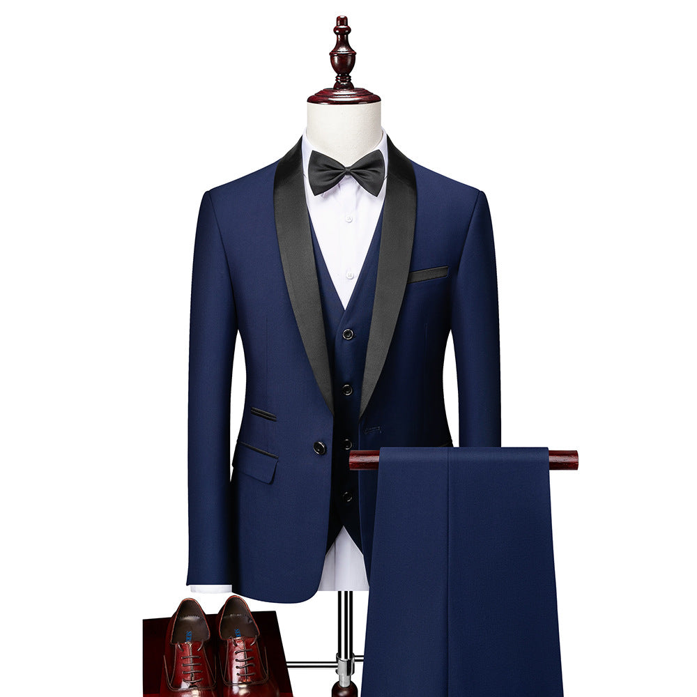 Elegantes 3-teiliges Slim Fit Herrenanzug-Set aus hochwertiger Wolle für Hochzeit & Business-3