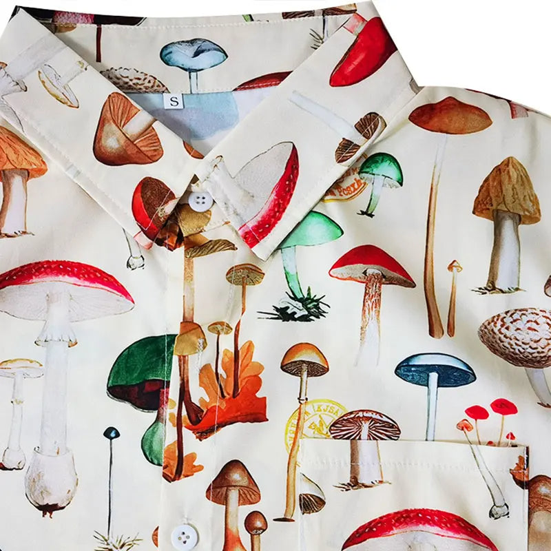 Herren Sommerhemd Kurzarm Cartoon Druck Baumwolle für Freizeitmode-3