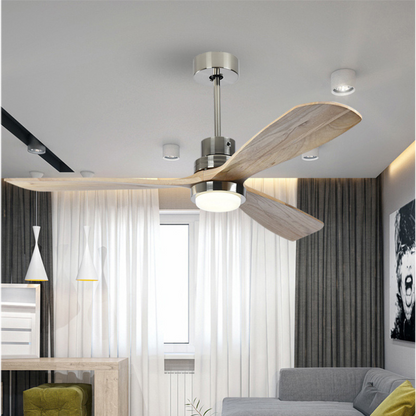 Ventilador de techo con mando a distancia – 132 cm Diseño moderno en níquel cepillado | Confort elegante | Para espacios habitables contemporáneos