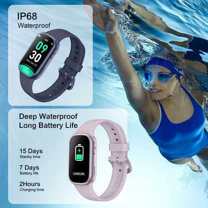Waterproof smartwatch with 7 days battery life and fast charging function for fitness tracking