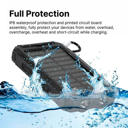 500000mAh Wasserdichte Solar-Powerbank mit Dual-USB-Anschlüssen und LED-Taschenlampe – Perfektes Ladegerät für unterwegs