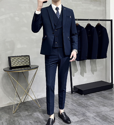 Variant image for Men's 3-Piece Suit Navy Size M Polyester for Weddings or Formal Events-4
