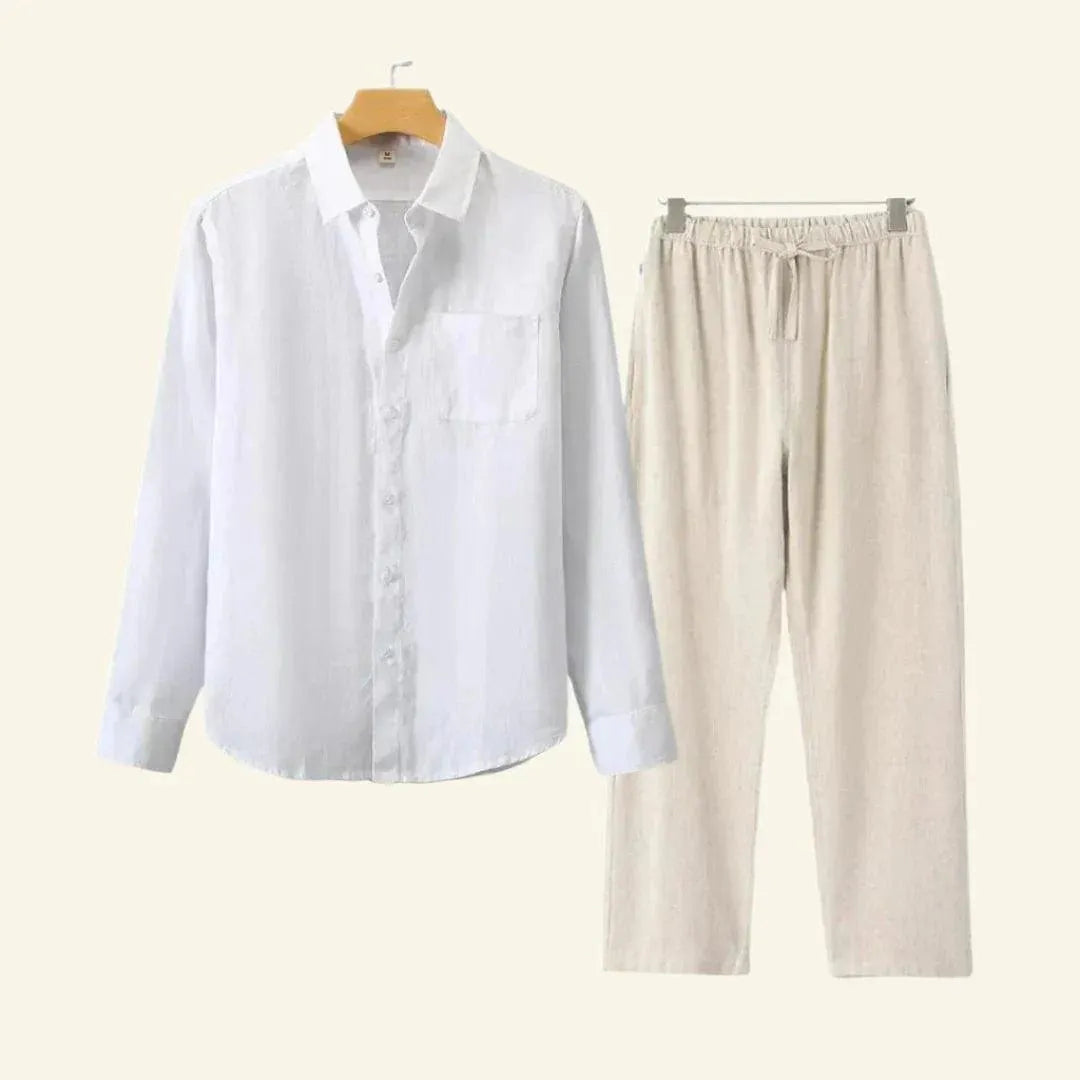 Variant image for Herren Set Bluse und Hose Leinen Vielseitig für Jede Jahreszeit-8