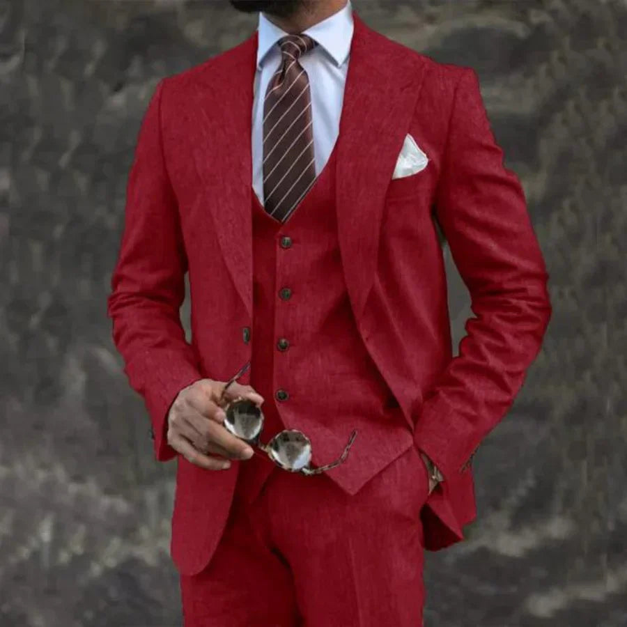 Variant image for Men's Three-Piece Suit Light Gray Size M Breathable Fabric Wedding Suit-57