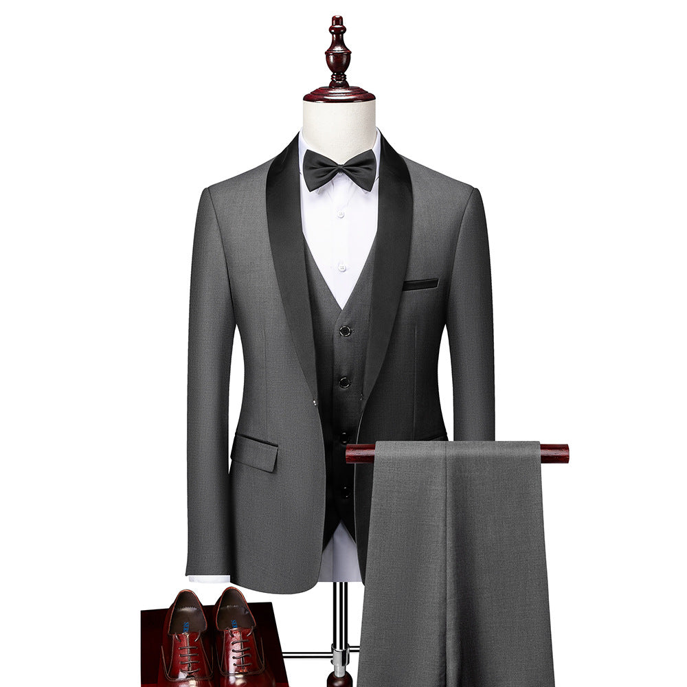 Variant image for Elegantes 3-teiliges Slim Fit Herrenanzug-Set aus hochwertiger Wolle für Hochzeit & Business-22
