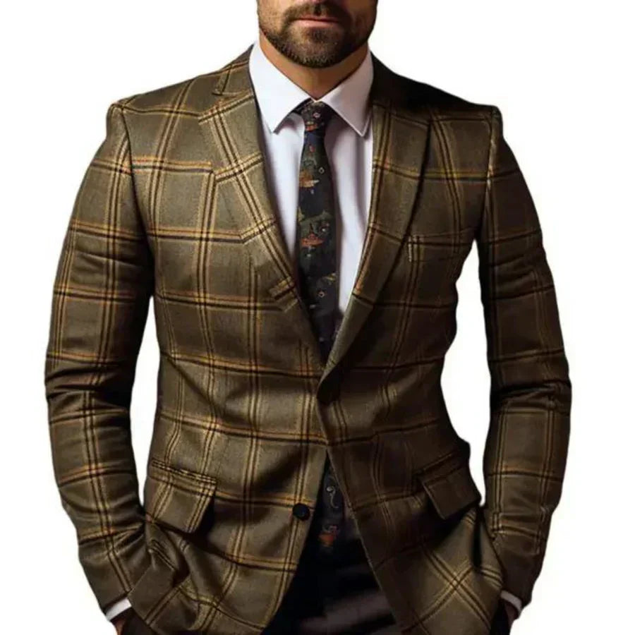 Brian - Elegant Men's Blazer Jacket with Diamond Pattern for Stylish Comfort-4