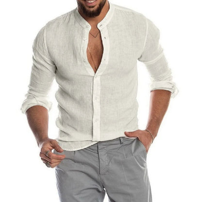 Herrenhemd Bohemian Knopfverschluss Leicht Baumwolle Casual Hemden-5