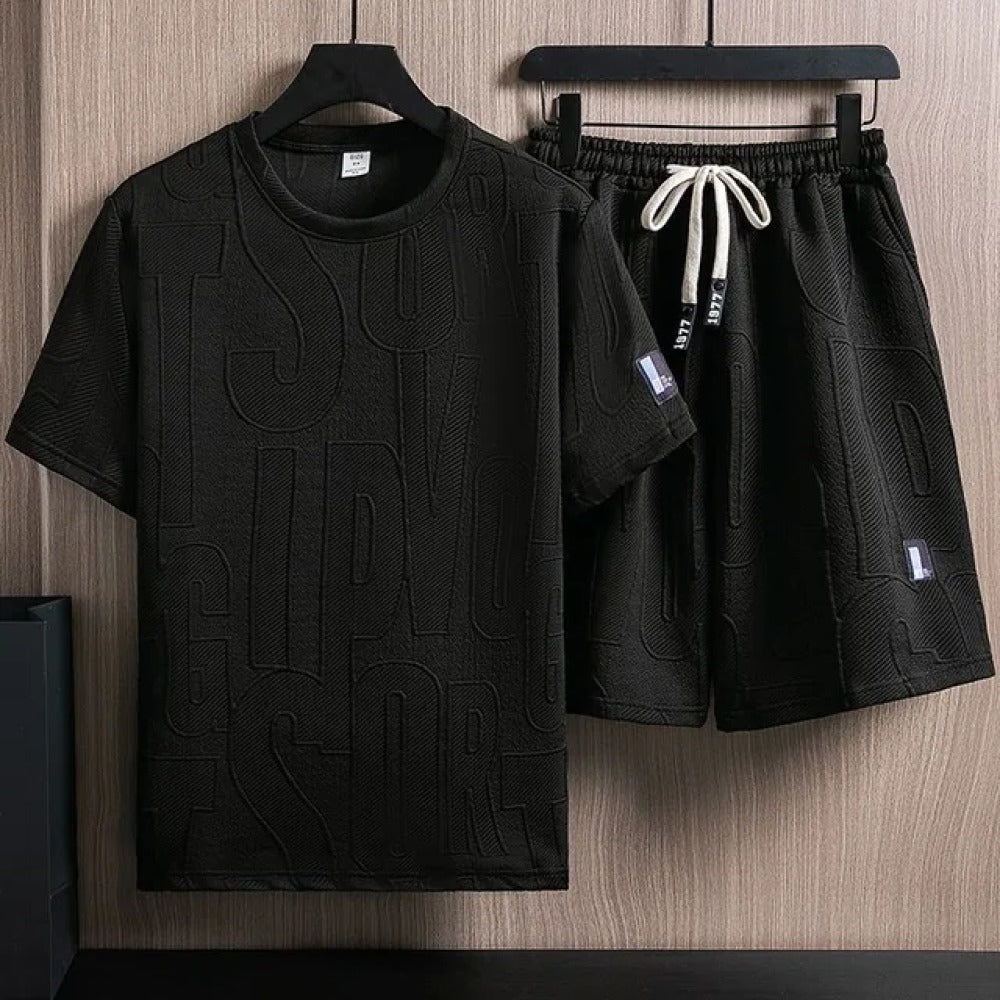 Herren Sommer Set Blau Größe M Baumwolle 2-teiliges Outfit für Stil und Komfort-3