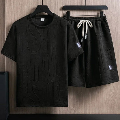Herren Sommer Set Blau Größe M Baumwolle 2-teiliges Outfit für Stil und Komfort-3