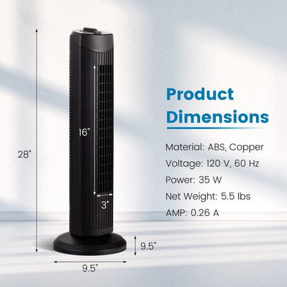 Quiet 35W Bladeless Fan – 71 cm Oscillating Tower Fan for Stylish & Safe Cooling