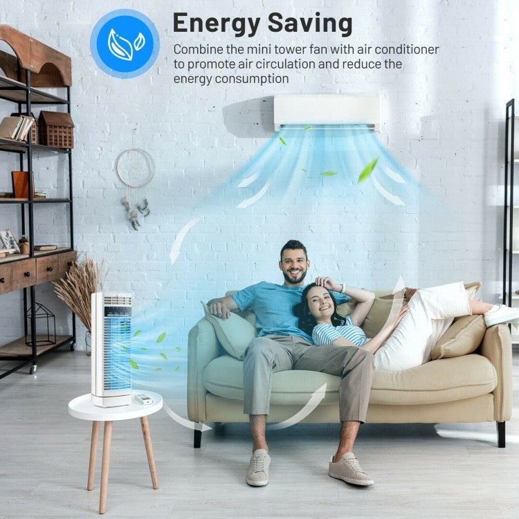 Mini ventilador de torre con oscilación – ventilador de mesa silencioso de 35 cm con temporizador y control de velocidad | refrigeración compacta | para oficina y hogar