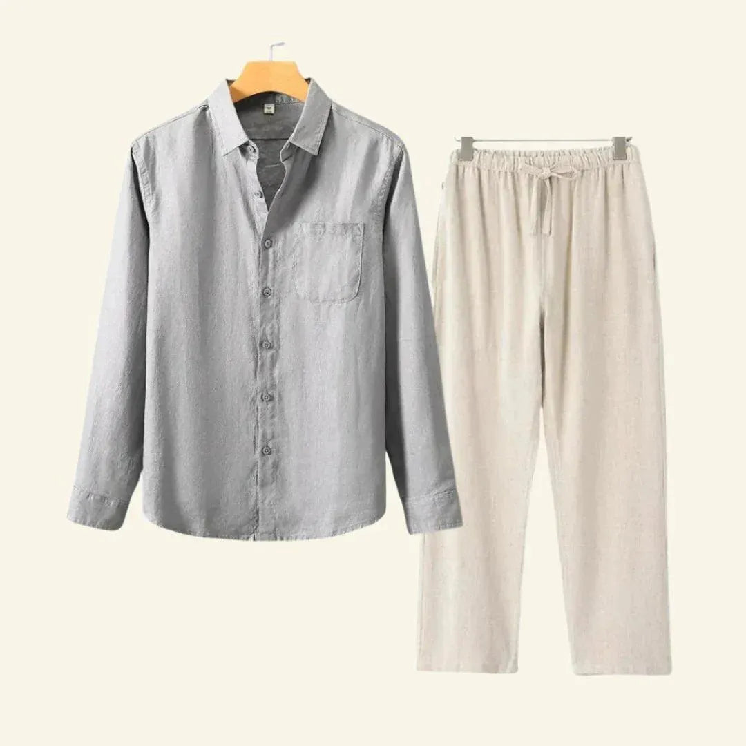 Variant image for Herren Set Bluse und Hose Leinen Vielseitig für Jede Jahreszeit-15