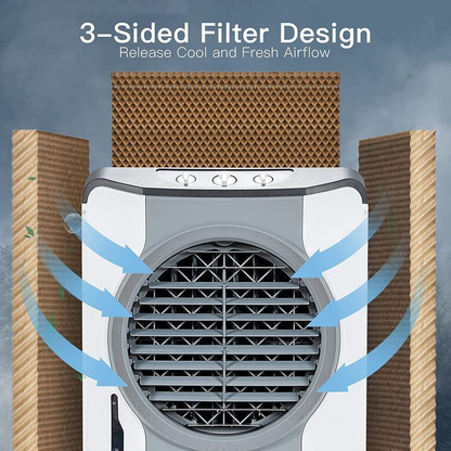 Industrial Evaporative Cooler – 4-in-1 Air Fan with 45L Water Tank & Easy-Glide Wheels | High Airflow | For Workshops & Garages