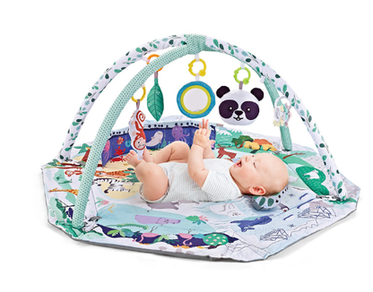 8-in-1 Babyspielteppich mit 6 Abnehmbaren Sensorischen Spielzeugen – Fördert Motorik und Sinne, Waschbar und Weich 0