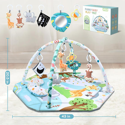 8-in-1 Babyspielteppich mit 6 Abnehmbaren Sensorischen Spielzeugen – Fördert Motorik und Sinne, Waschbar und Weich 1