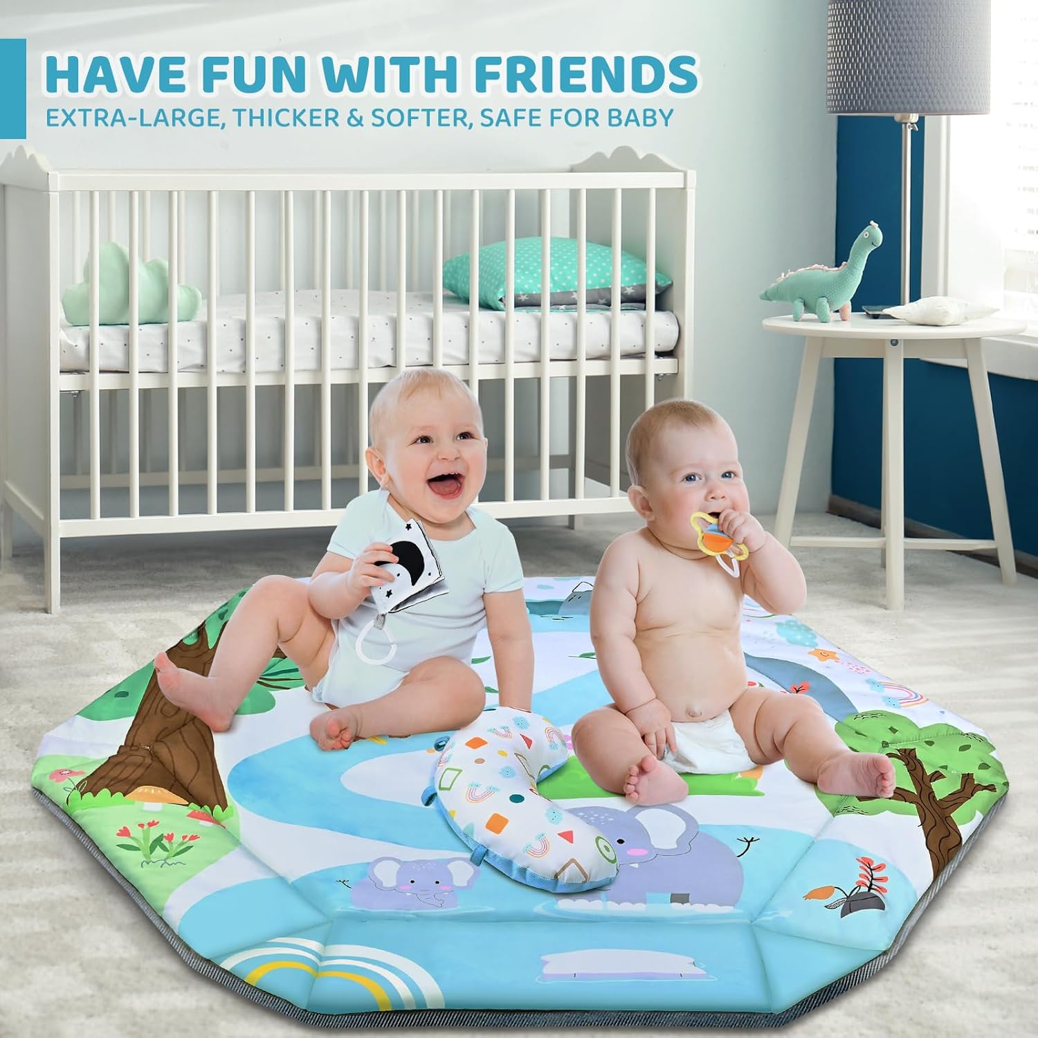 8-in-1 Babyspielteppich mit 6 Abnehmbaren Sensorischen Spielzeugen – Fördert Motorik und Sinne, Waschbar und Weich 5